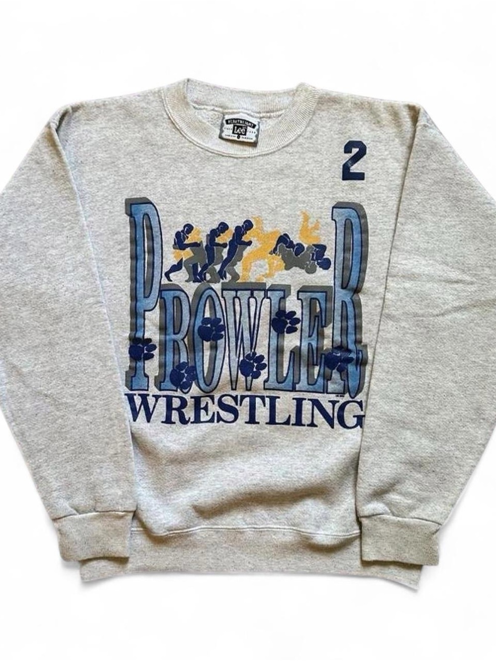 Vintage 1990s Lee Classic Gray 'Prowler Wrestling' wrestler Crewneck Sweater S